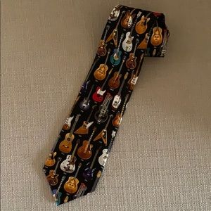 Mens vintage silk guitar tie